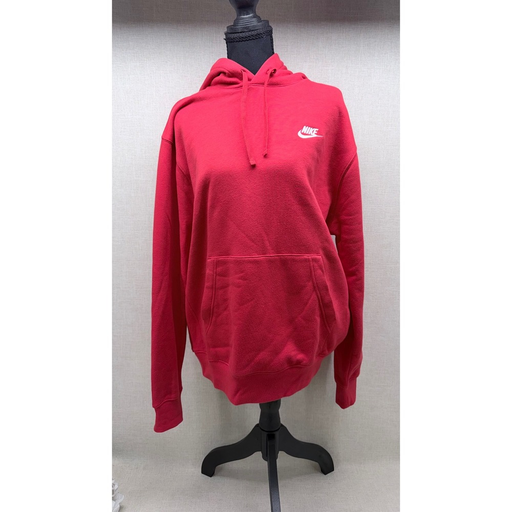 Nike Sportswear Club Fleece Hoodie Mens Size Medium Red Pullover BV2654-657‎